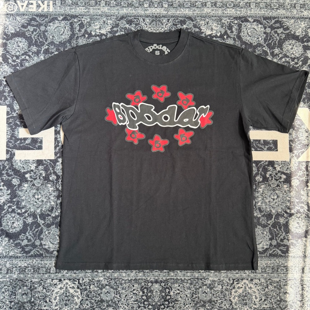 Sp5der Worldwide Black Graphic Logo T-Shirt Red Stars Mens Size Small Streetwear